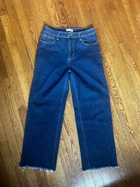 Oliver Logan Raw Hem Cropped Jeans Dark Wash 27